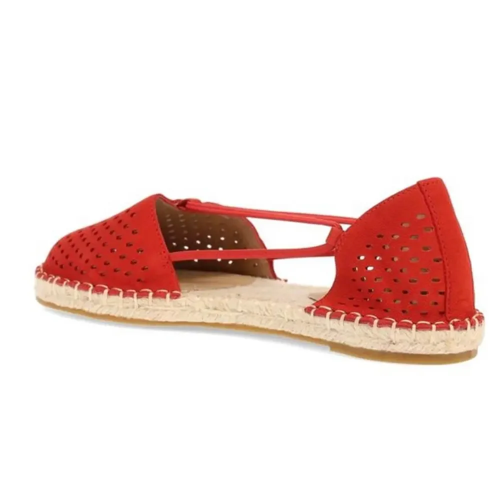 NEW Eileen Fisher Lee Espadrille Sandal Flats sz 9 Red Poppy Perforated Leather